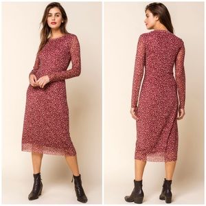West of Melrose Long Sleeve Mesh Bodycon Midi Dress
